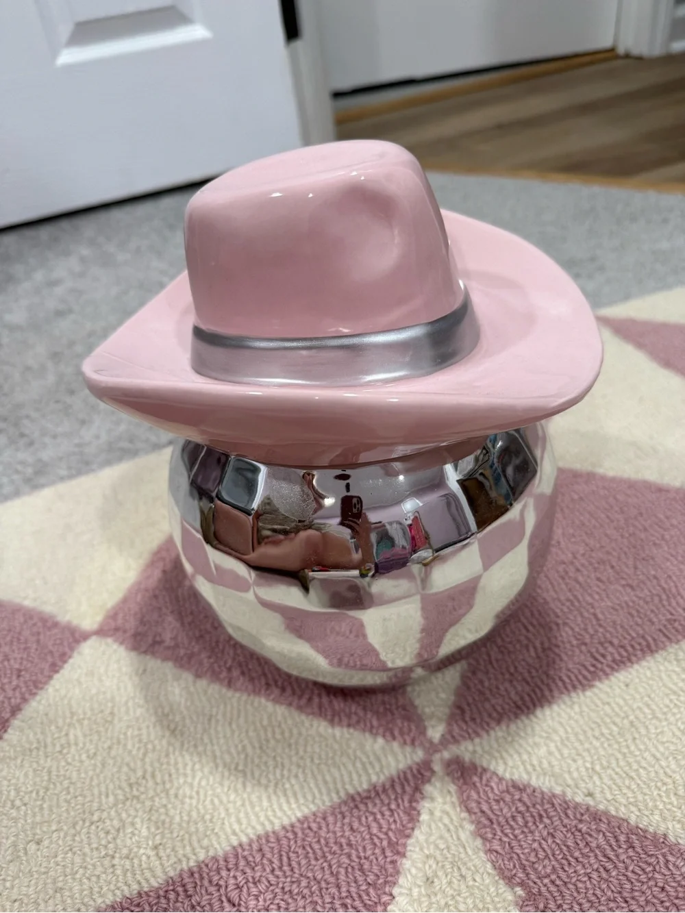 Pink Ceramic Cowboy Hat Jar - Home Accents